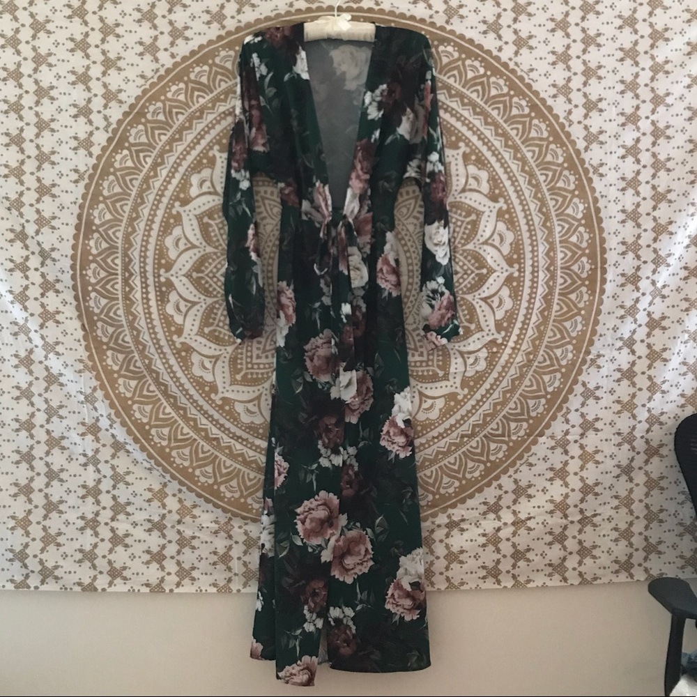 Green Floral Dress, Size XS